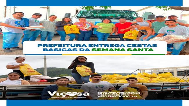 Prefeitura entrega cestas básicas da Semana Santa.