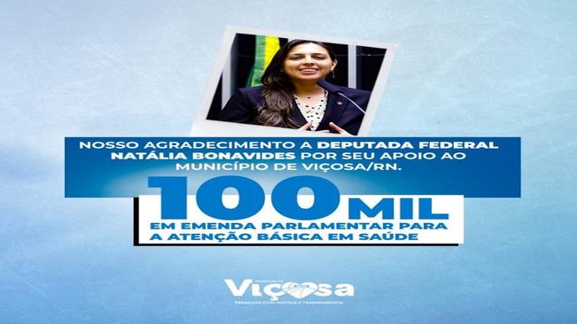 Viçosa agradece a Deputada Federal Natália Bonavides por seu apoio ao município de Viçosa/RN