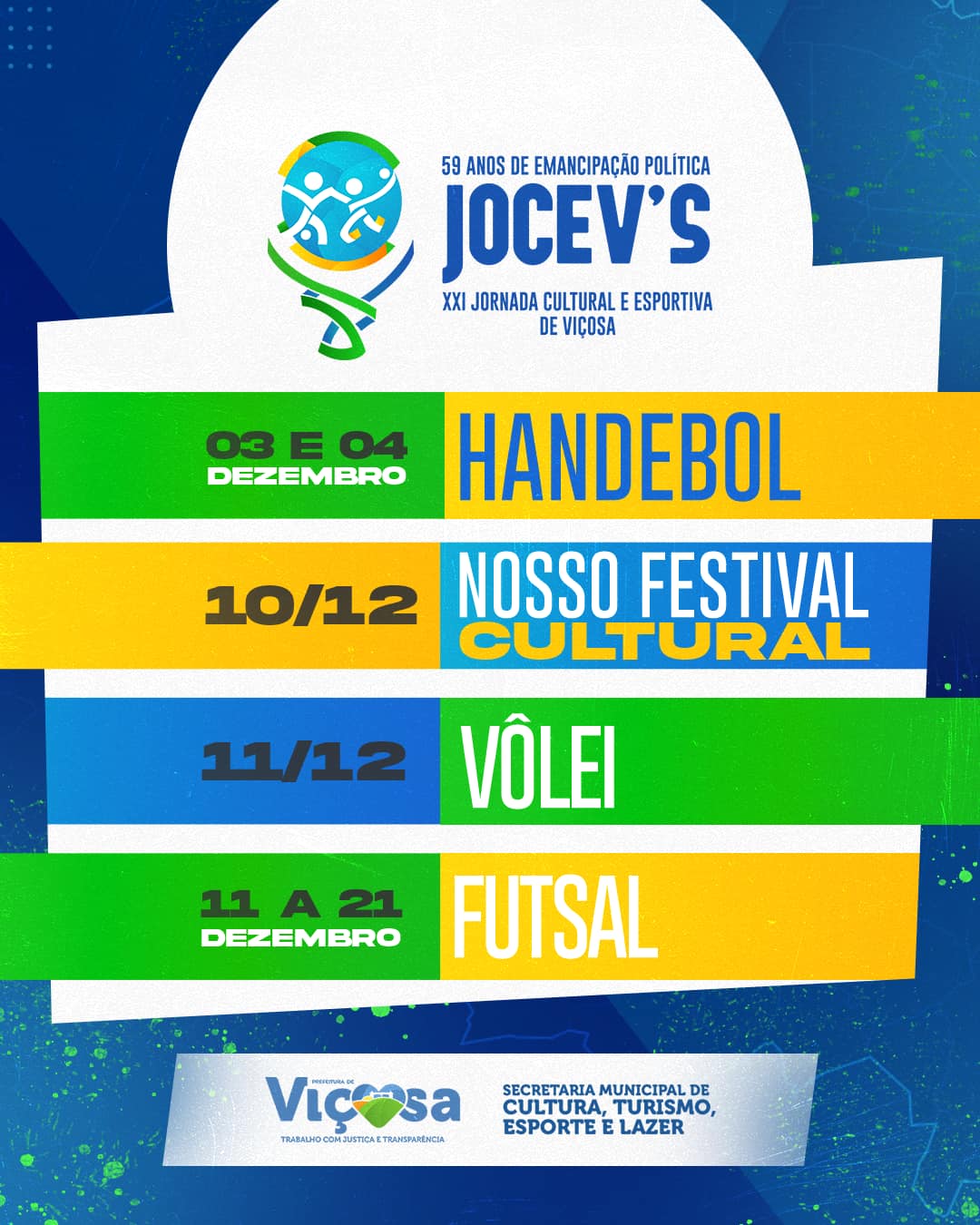 De 03 a 21 de dezembro, acontece a Tradicional Jornada Cultural e Esportiva de Viçosa – Jocev’s 2022.